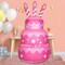 GOOSH 5.5 FT Birthday Inflatables Cake with Candle Happy Birthday with Colorful Rotating LED Lights (Pink)